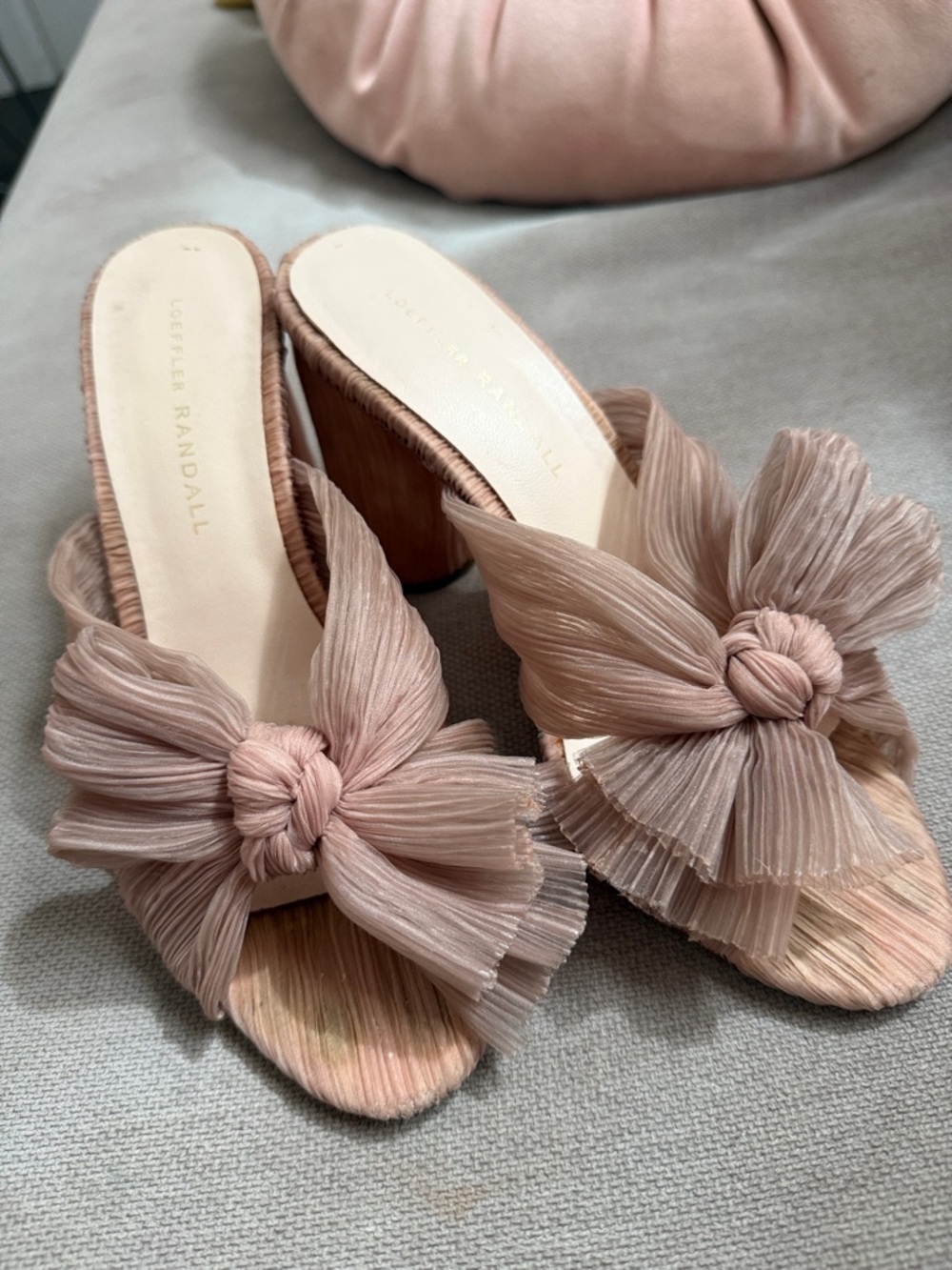 Penny Pleated Bow Sandals by Loeffler Randall Almond